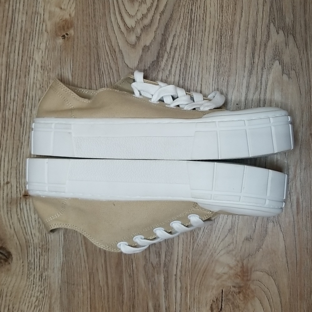 Mad Love Womens Fran Tan White Lace Up Wedge Sneakers Tennis Shoes - Picture 6 of 11